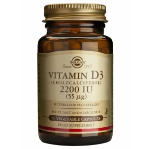 Solgar Vitamin D3 (Cholecalciferol) Βιταμίνη για Ανοσοποιητικό 2200iu 50 φυτικές κάψουλες